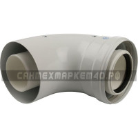 STOUT Элемент дымохода конденсац. угол 90° DN60/100 м/п с инспекционным окном PP-FE STOUT Элемент дымохода конденсац. угол 90° DN60/100 м/п с инспекционным окном PP-FE