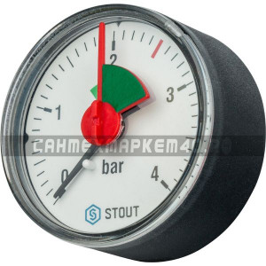 STOUT Манометр аксиальный с указателем предела. Корпус Dn 50 мм 1/4" в Калуге STOUT Манометр аксиальный с указателем предела. Корпус Dn 50 мм 1/4" в Калуге