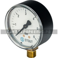 STOUT Манометр радиальный. Корпус Dn 63 мм 1/4" STOUT Манометр радиальный. Корпус Dn 63 мм 1/4"